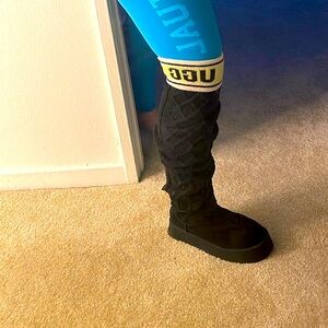UGG Black and Yellow Knit Boots Sweater Letter Tall Boot 11M